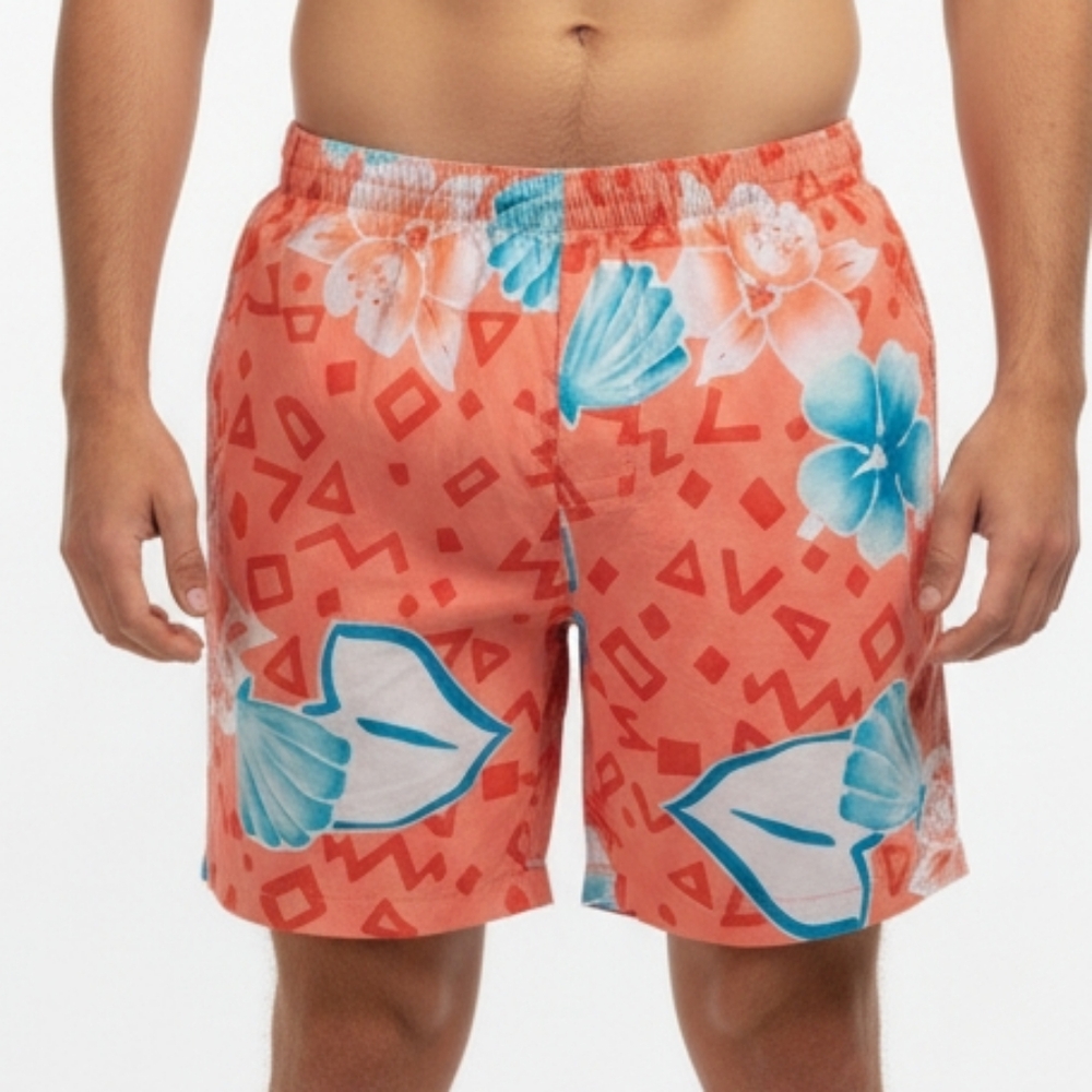 Hilo Hattie's Vintage Hawaiian Clam Print Cotton Lightweight Shorts, Size XL